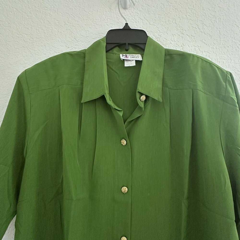 NOS Maggie‎ Sweet Shirt Womens 1X Short Sleeve Button Up Blouse Made in USA Work - Picture 2 of 10